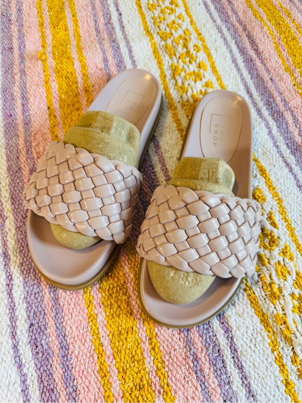 ShuShop Blush Pink Woven Slide Sandals